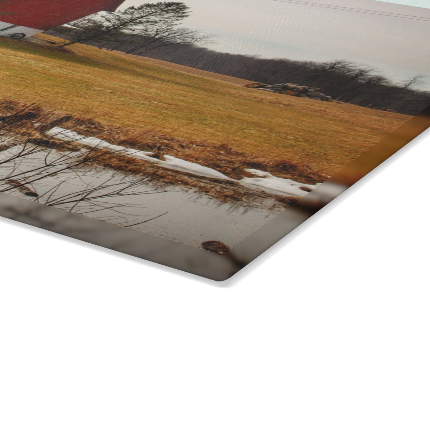 U R There Photography Havenss Road Red Rustic Farmhouse Tempered-Glass Cutting Board