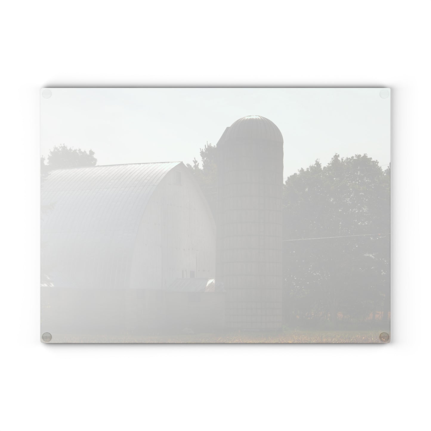 U R There Photography Grey Quonset Barn Rustic Farmhouse Tempered-Glass Cutting Board