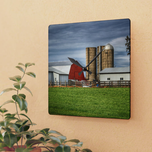 U R There Photography M-24 Northern Reds Farm Rustic Farmhouse Acrylic Analog Wall Clock