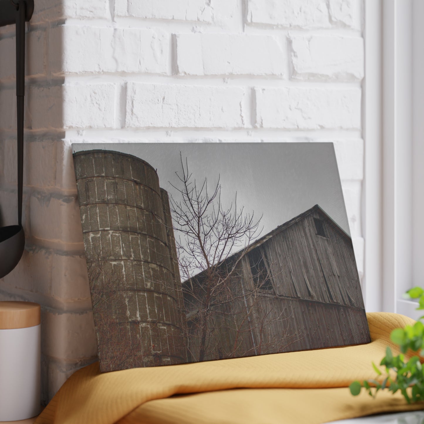 U R There Photography Brandon Hill Grey Rustic Farmhouse Tempered-Glass Cutting Board