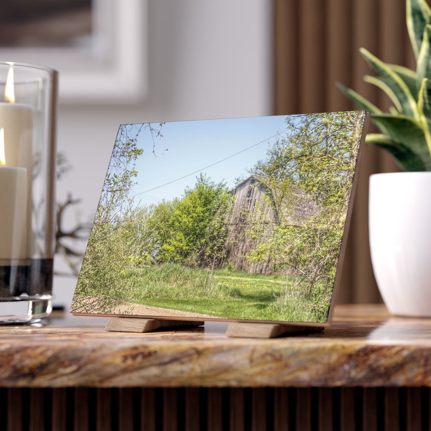 U R There Photography Bishop Road Grey II Rustic Farmhouse Decorative Ceramic Tile 6 "x 8