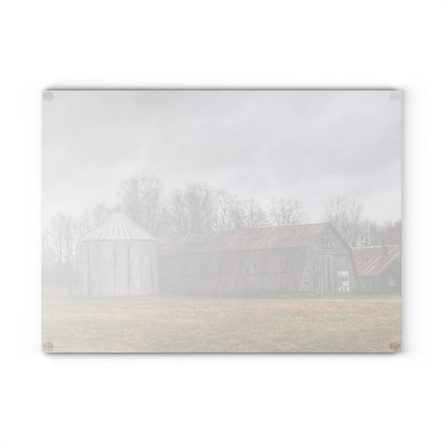 U R There Photography Hough Road Green Quonset I Rustic Farmhouse Tempered-Glass Cutting Board