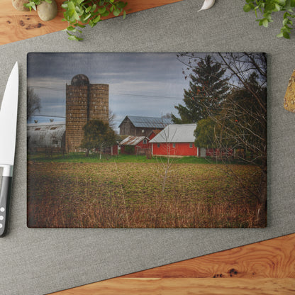 U R There Photography Fostoria Road Greys Rustic Farmhouse Tempered-Glass Cutting Board