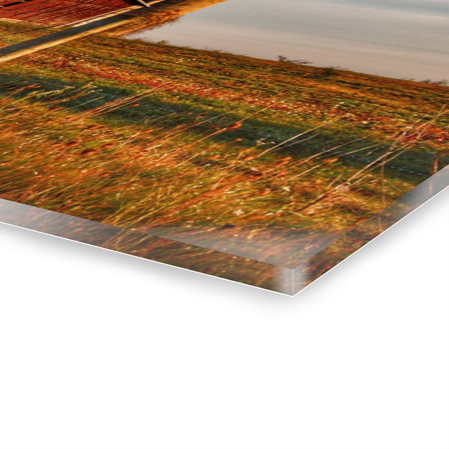 U R There Photography Lake Pleasant Road Little Red and Silo I Rustic Farmhouse Acrylic Wall Print