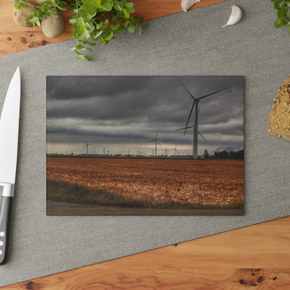 U R There Photography Garner Road Windmills Rustic Farmhouse Tempered-Glass Cutting Board