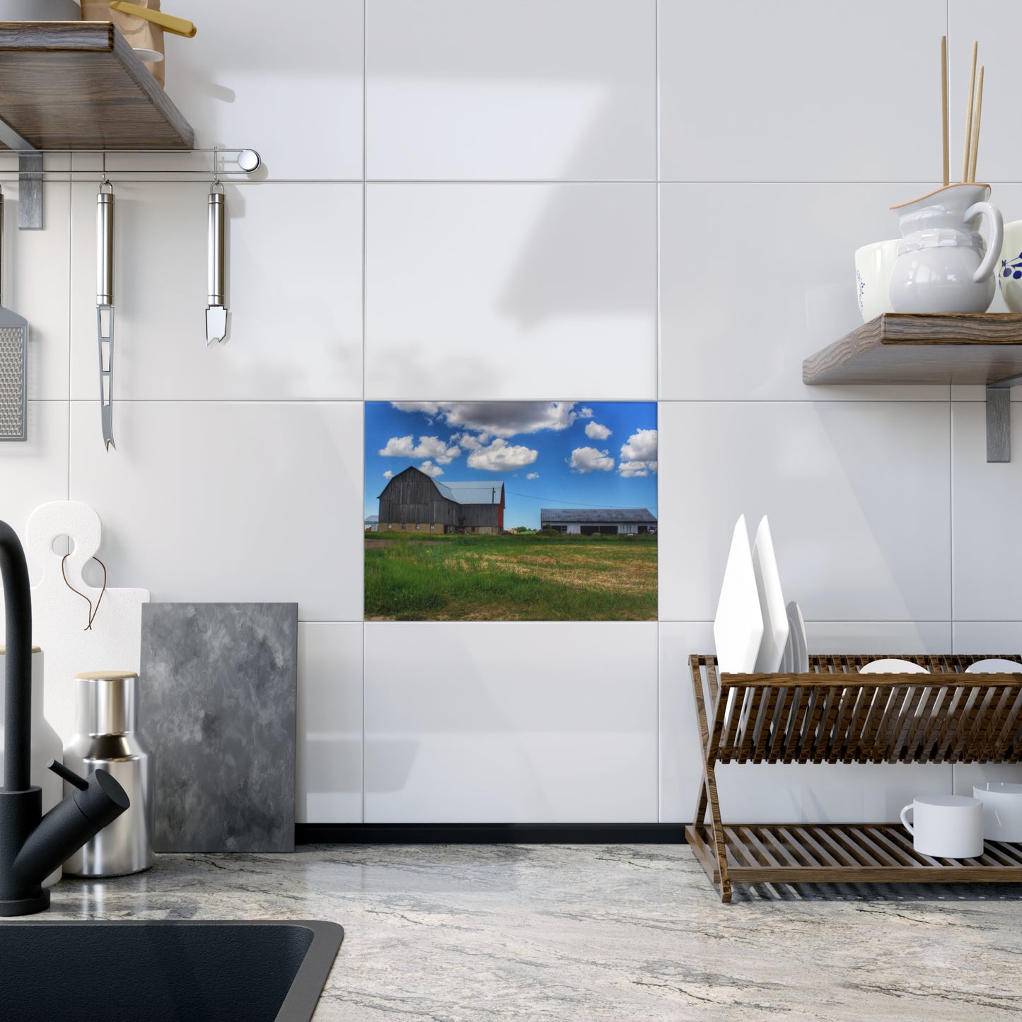 U R There Photography Cass City Elmwood Grey Rustic Farmhouse Decorative Ceramic Tile