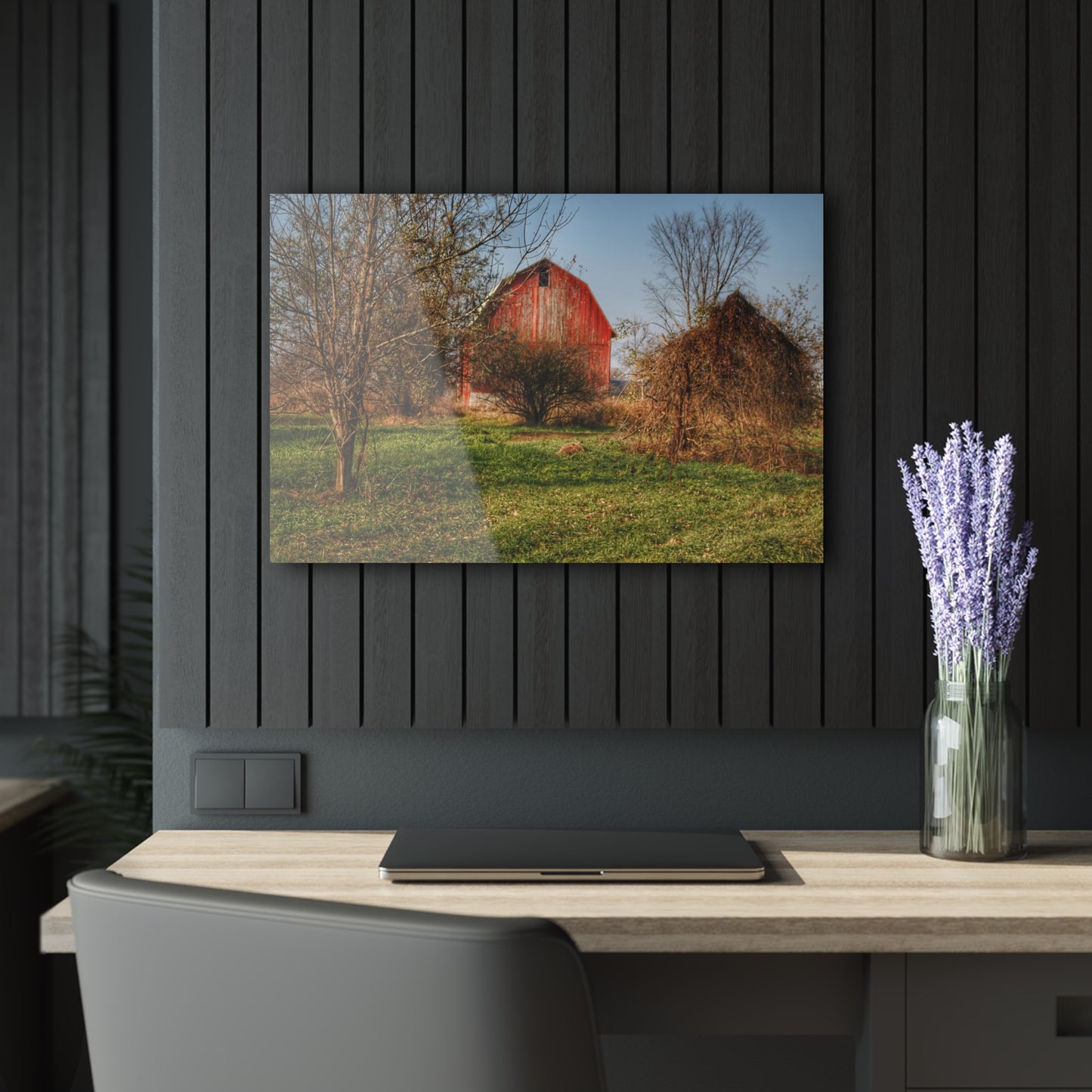 U R There Photography Columbiaville Red in November Rustic Farmhouse Acrylic Wall Print