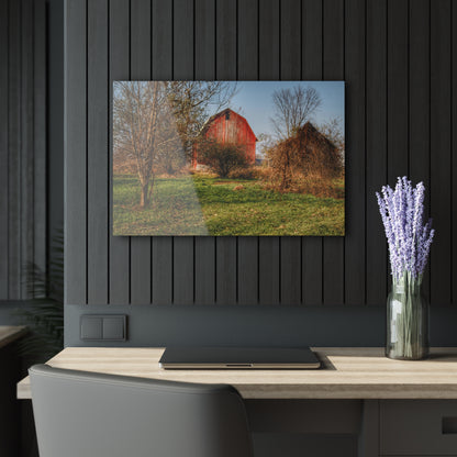 U R There Photography Columbiaville Red in November Rustic Farmhouse Acrylic Wall Print