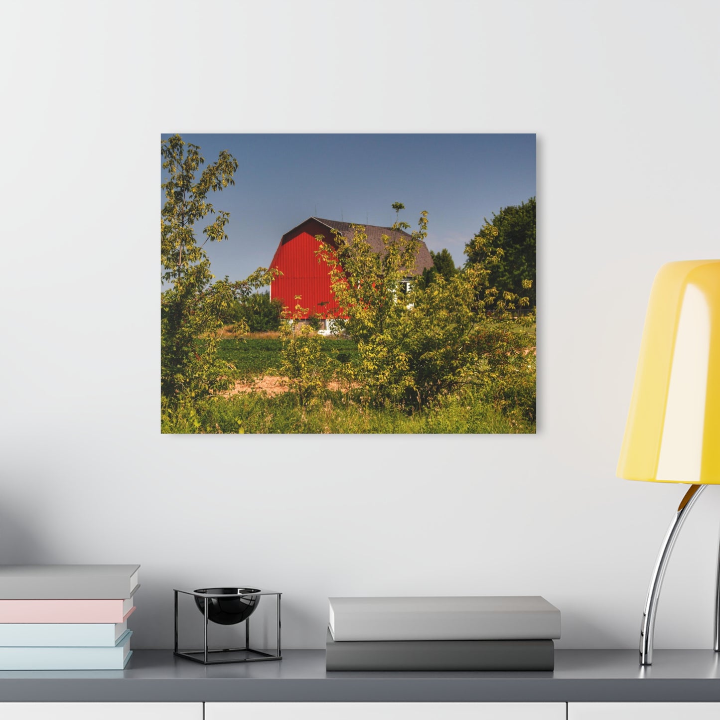 U R There Photography Beyond the Bushes Red Rustic Farmhouse Acrylic Wall Print 14 "x 11"