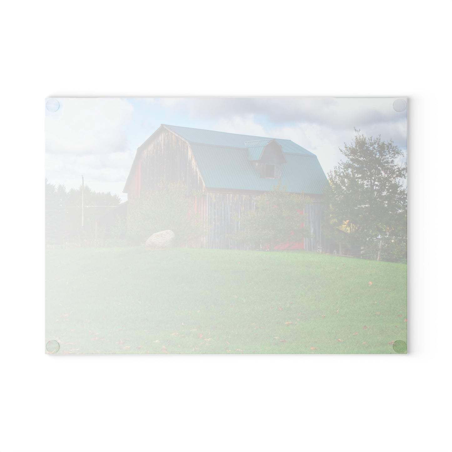 U R There Photography Frances Road Old Red II Rustic Farmhouse Tempered-Glass Cutting Board
