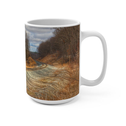Rustic Farmhouse Coffee Mug featuring Aside the Tracks in Holly