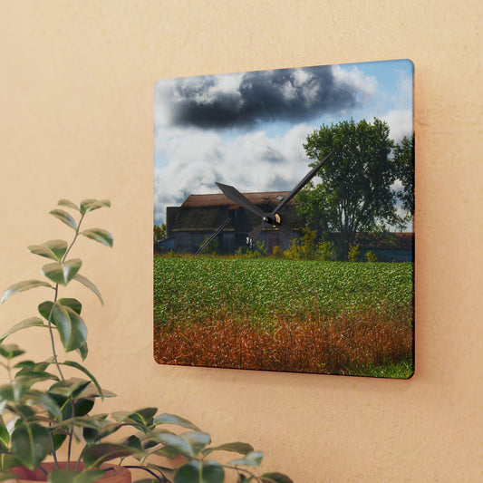 U R There Photography Silverwood Haybarn Rustic Farmhouse Acrylic Analog Wall Clock