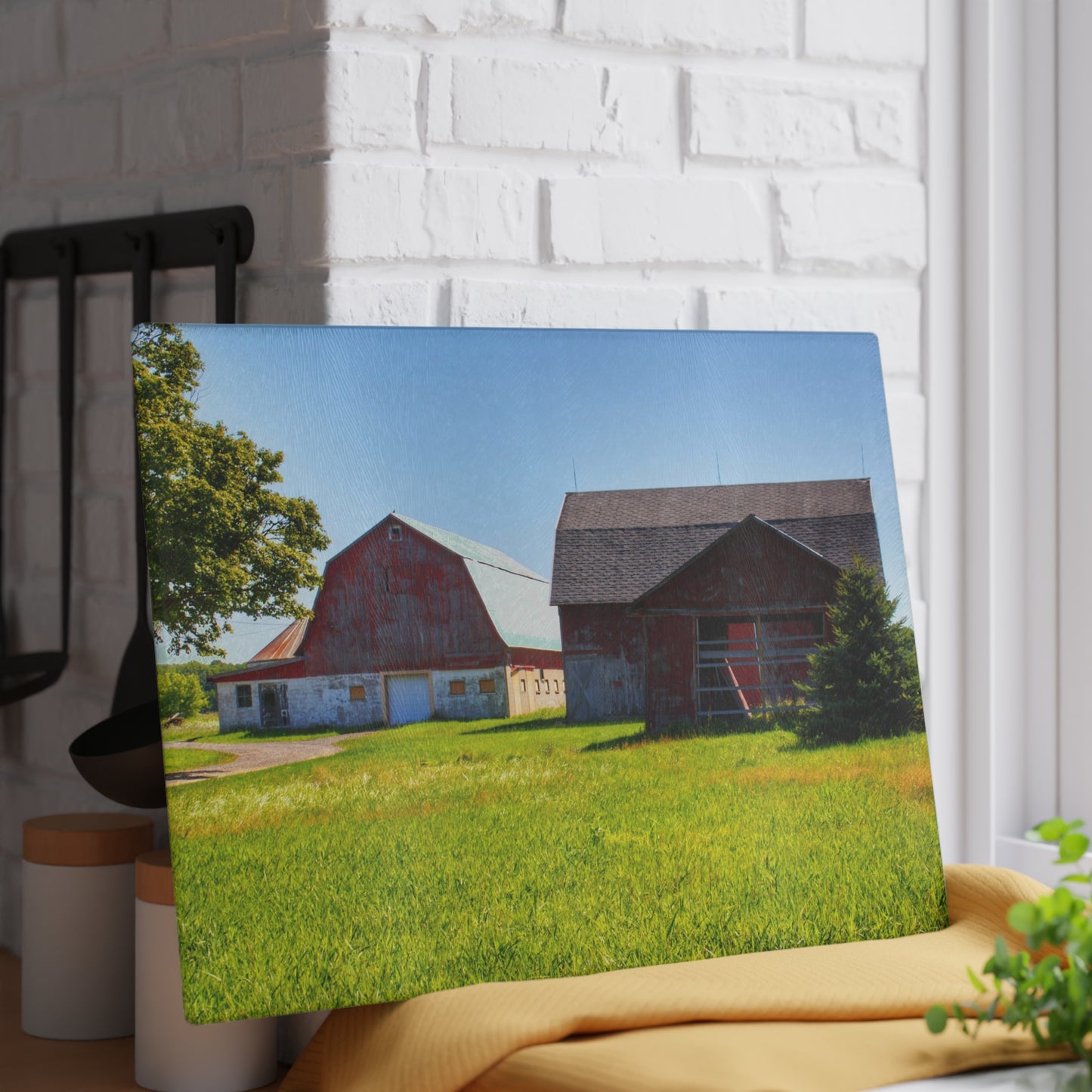 U R There Photography Atwell Road Trio Rustic Farmhouse Tempered-Glass Cutting Board