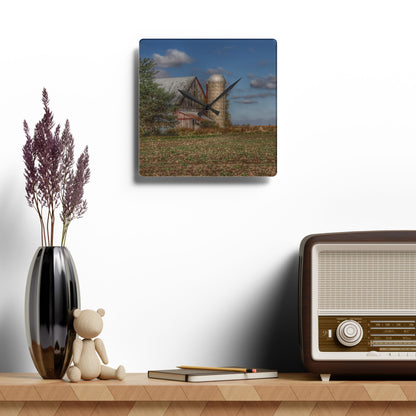 U R There Photography Sheridan Line Road Grey II Rustic Farmhouse Acrylic Analog Wall Clock