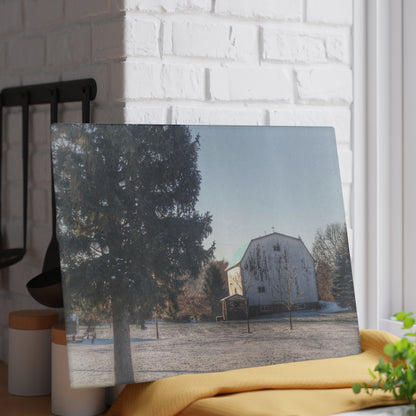 U R There Photography Washburn White Rustic Farmhouse Tempered-Glass Cutting Board