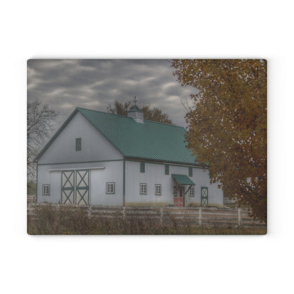 U R There Photography Millville White Rustic Farmhouse Tempered-Glass Cutting Board