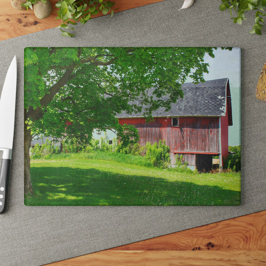 U R There Photography Colwood Road Red Rustic Farmhouse Tempered-Glass Cutting Board
