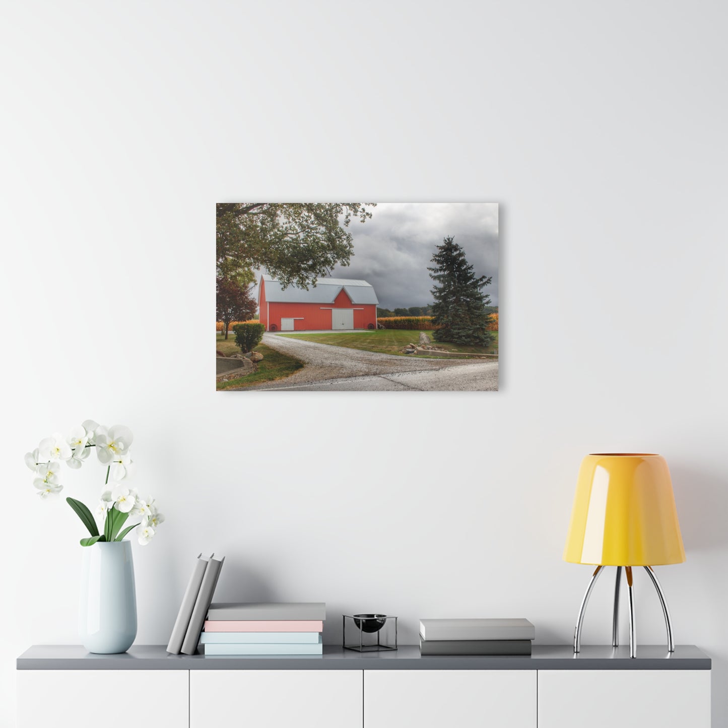 U R There Photography Richville Road Red Rustic Farmhouse Acrylic Wall Print