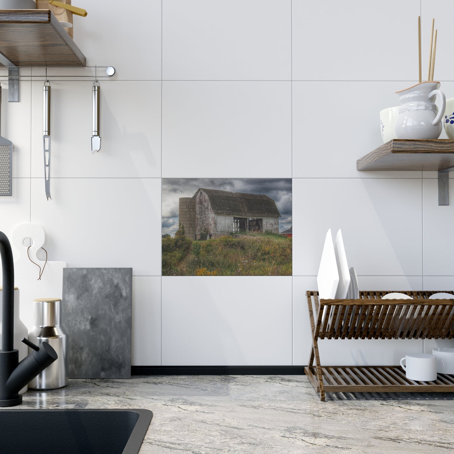 U R There Photography Castle Road White Rustic Farmhouse Decorative Ceramic Tile