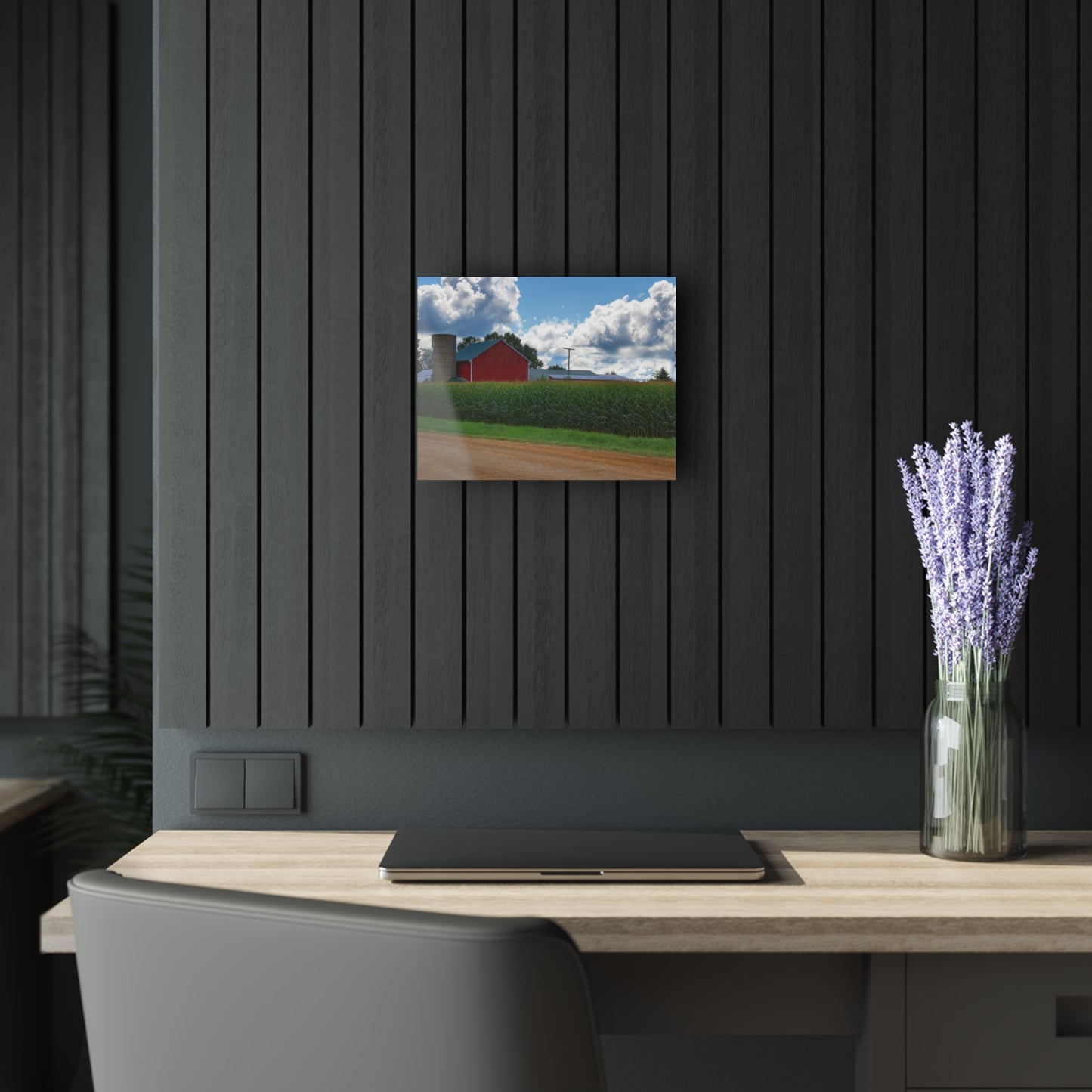 U R There Photography East Brown Road Red Rustic Farmhouse Acrylic Wall Print