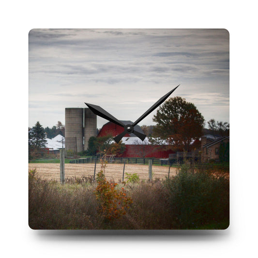 Haines Road Farm Rustic Farmhouse Acrylic Analog Wall Clock 10.75'' × 10.75'' (Square)