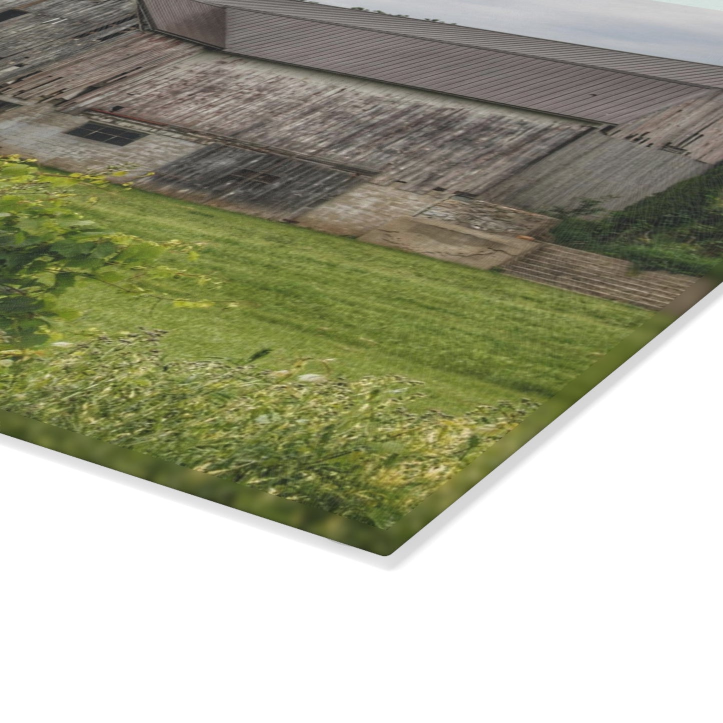 Dequindre Road Grey I Rustic Farmhouse Tempered-Glass Cutting Board