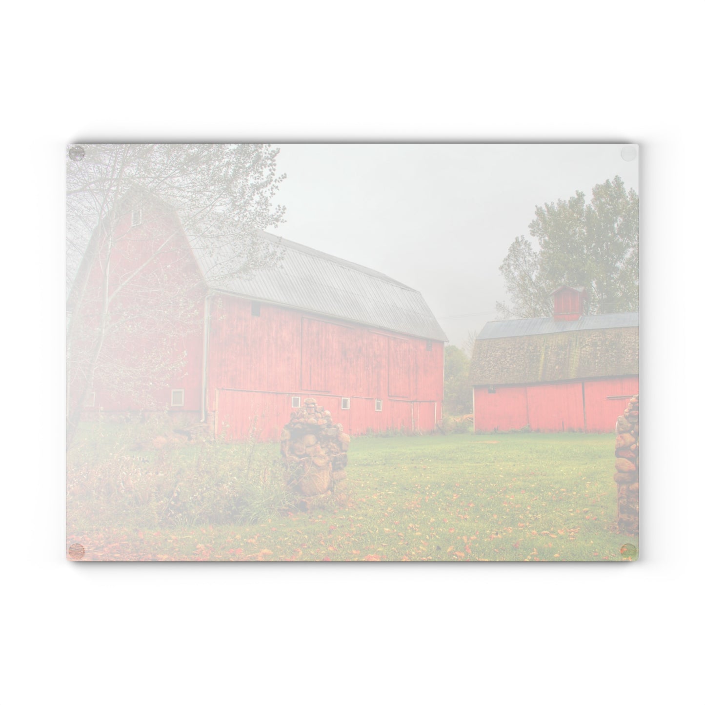 U R There Photography Cramton Road Reds I Rustic Farmhouse Tempered-Glass Cutting Board