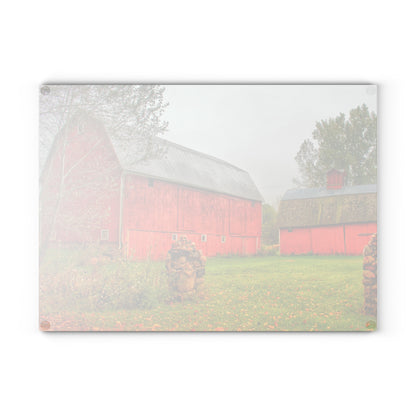 U R There Photography Cramton Road Reds I Rustic Farmhouse Tempered-Glass Cutting Board