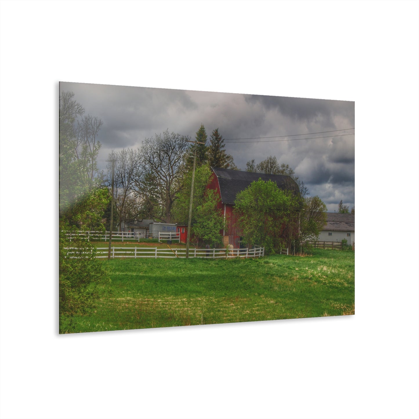 U R There Photography Hassler Lake Hidden Red Rustic Farmhouse Acrylic Wall Print