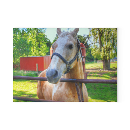 U R There Photography White Cream Mare of Hollenbeck Rustic Farmhouse Tempered-Glass Cutting Board
