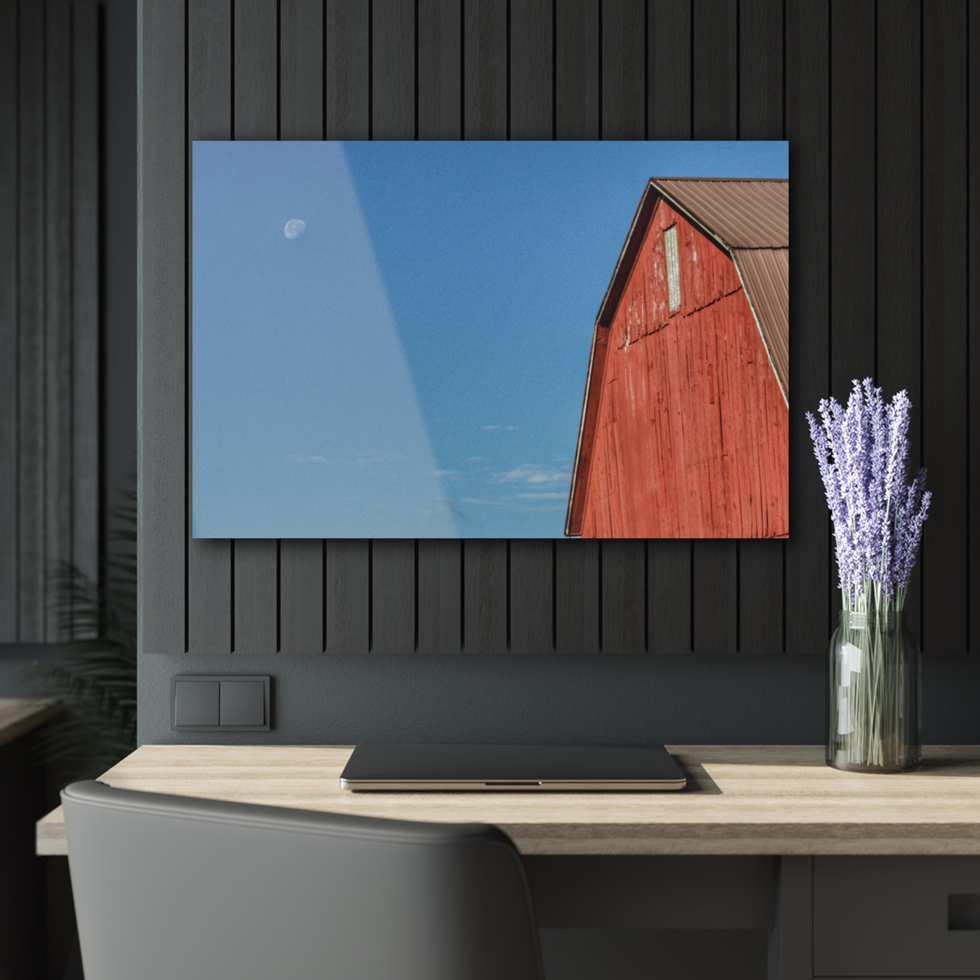 U R There Photography Fargo Road Red II Rustic Farmhouse Acrylic Wall Print 36" x 24" (Horizontal) 0.25''