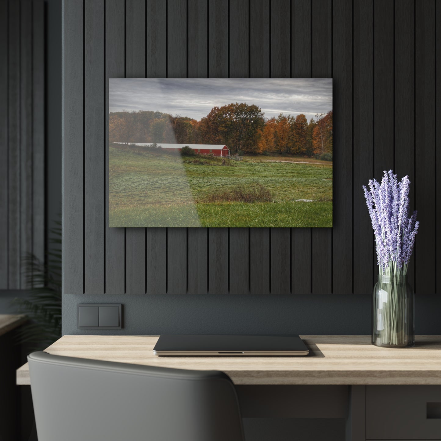 U R There Photography Bronson Lake Hidden Red I Rustic Farmhouse Acrylic Wall Print