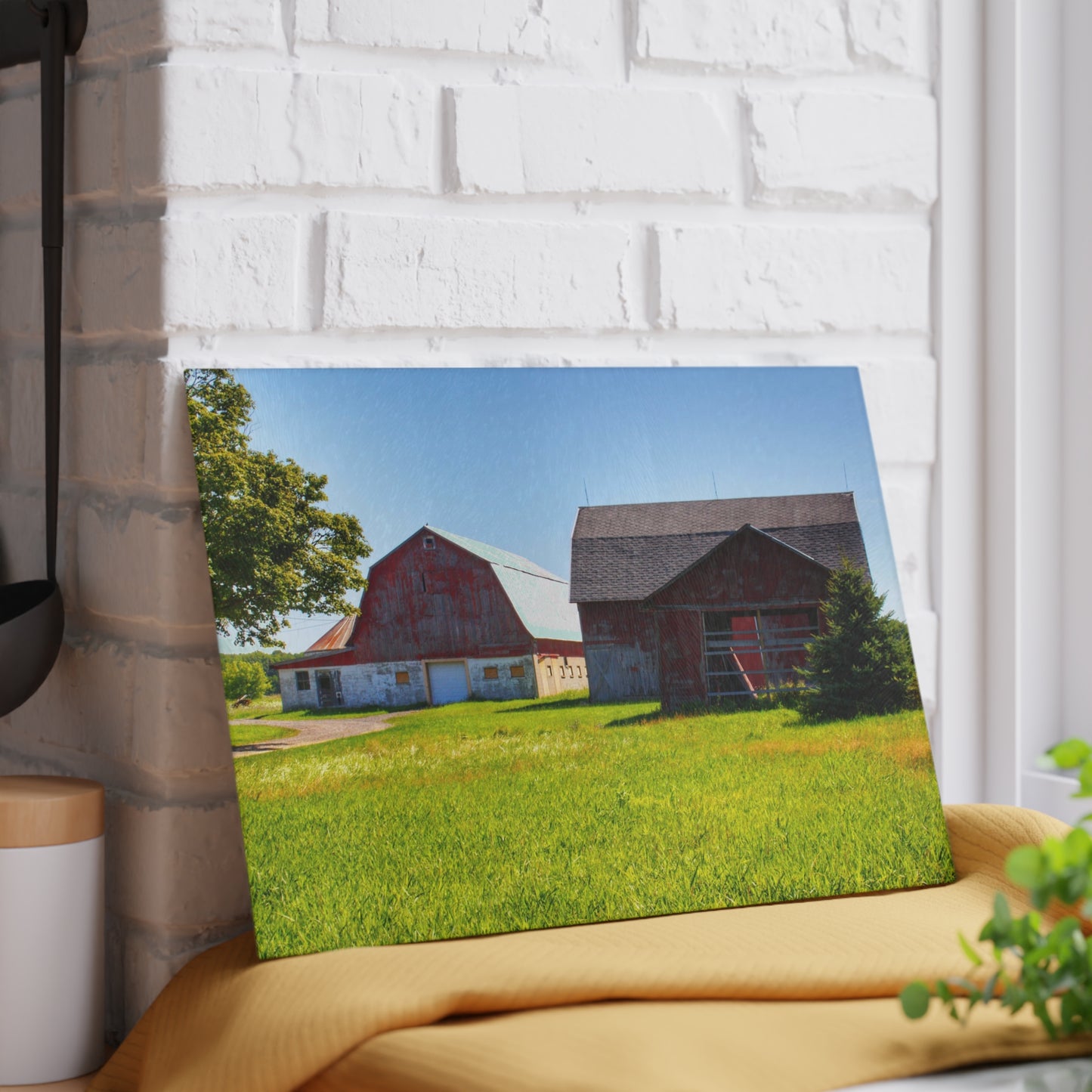 U R There Photography Atwell Road Trio Rustic Farmhouse Tempered-Glass Cutting Board
