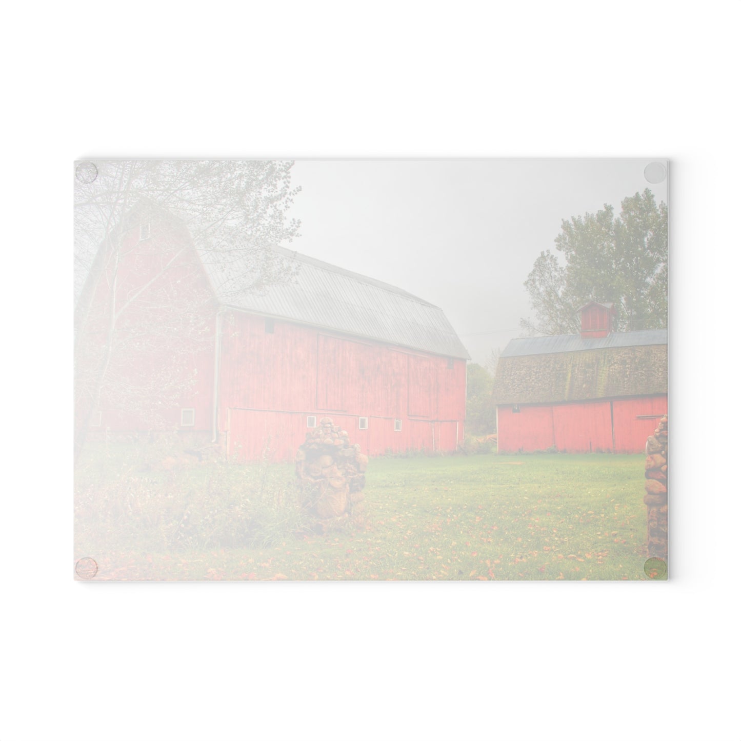 U R There Photography Cramton Road Reds I Rustic Farmhouse Tempered-Glass Cutting Board