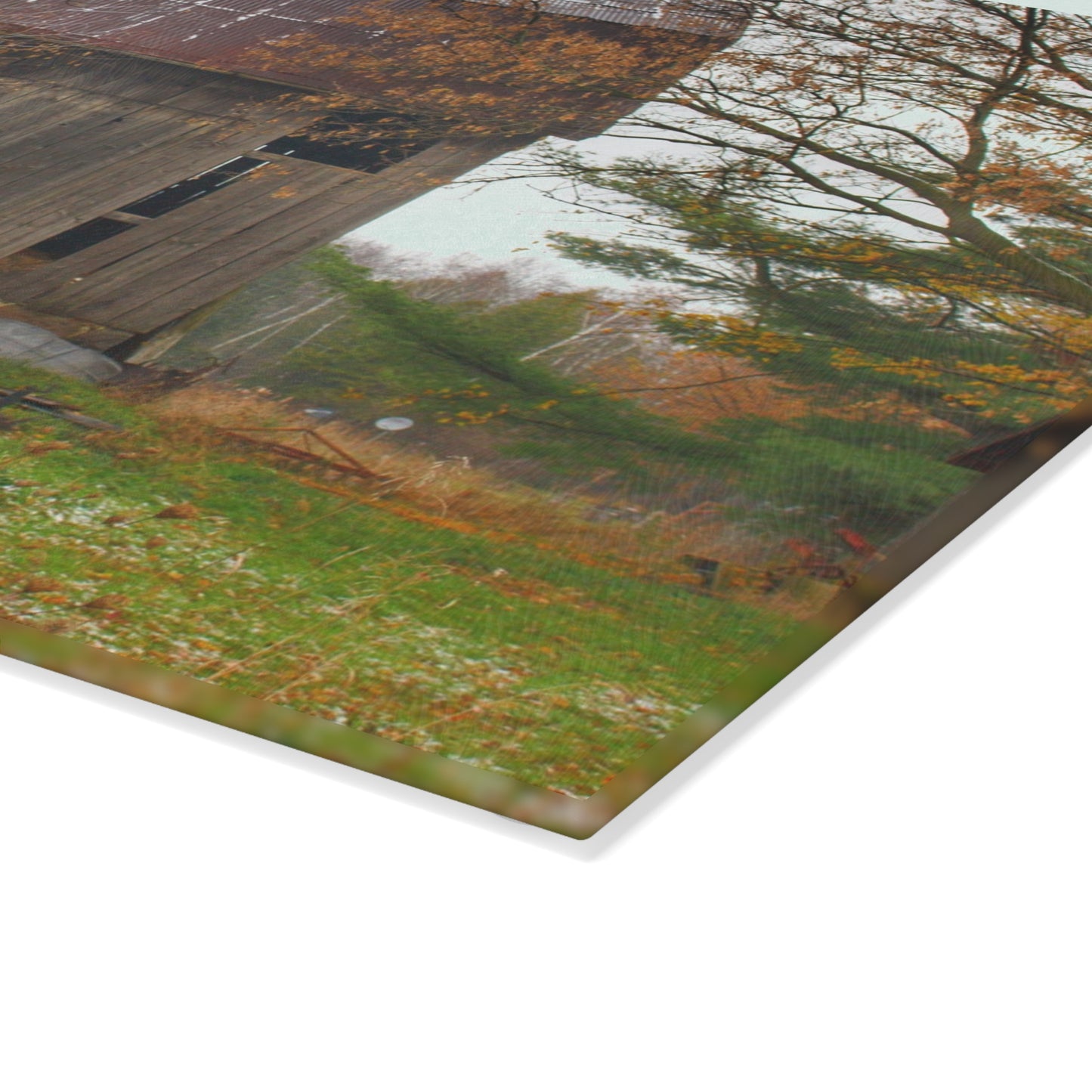 U R There Photography Frenchline Road Old Grey Rustic Farmhouse Tempered-Glass Cutting Board