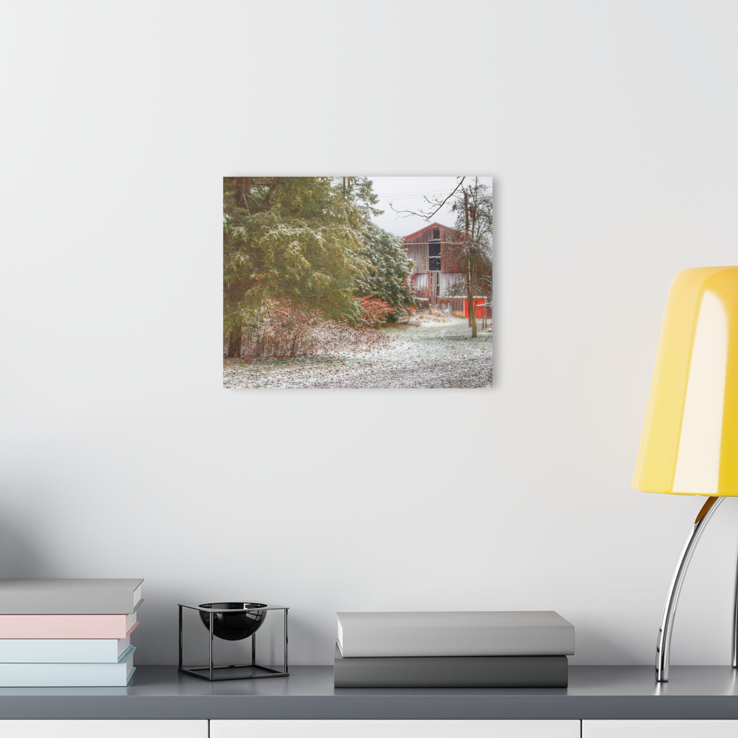 U R There Photography Lum Hidden Red Rustic Farmhouse Acrylic Wall Print