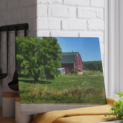 U R There Photography Clark Road Hillside Red II Rustic Farmhouse Tempered-Glass Cutting Board