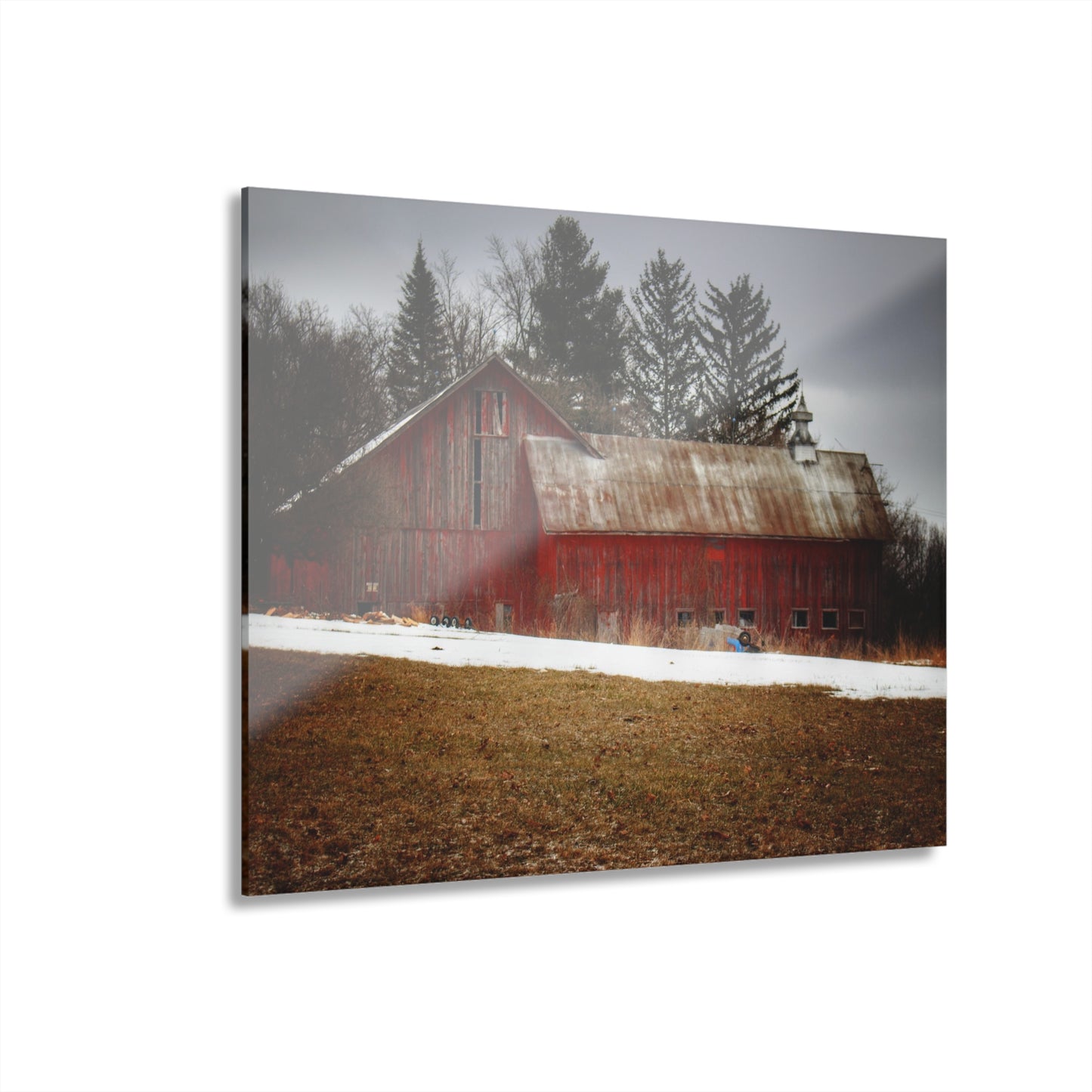 U R There Photography Blacks Corners Road Red Rustic Farmhouse Acrylic Wall Print