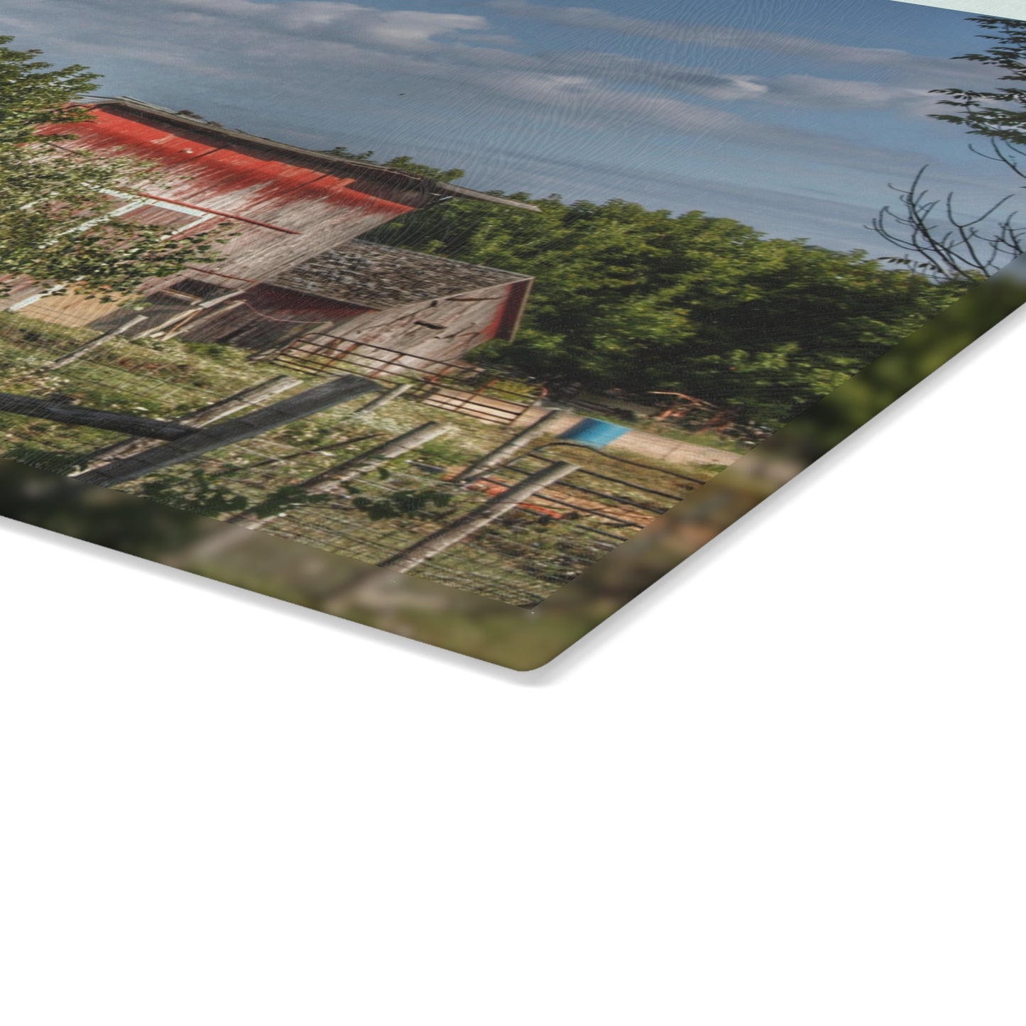 U R There Photography Henderson Road Farm Rustic Farmhouse Tempered-Glass Cutting Board