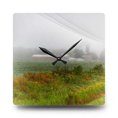 U R There Photography Beyond the Fog Rustic Farmhouse Acrylic Analog Wall Clock