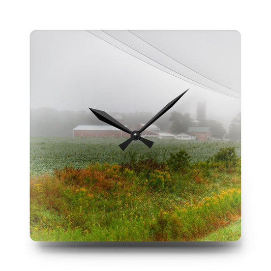 Beyond the Fog Rustic Farmhouse Acrylic Analog Wall Clock 10.75'' × 10.75'' (Square)
