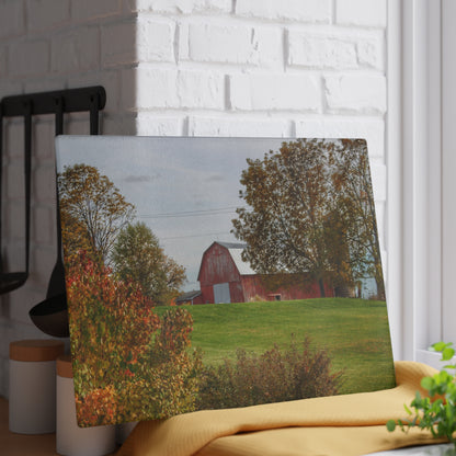 U R There Photography Lyons Road Red Rustic Farmhouse Tempered-Glass Cutting Board