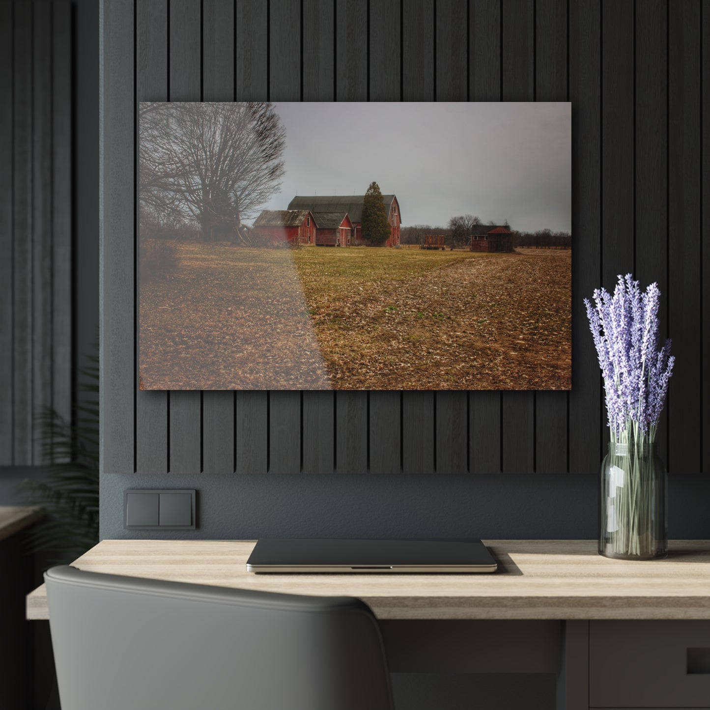 U R There Photography Wilder Road Reds in Spring Rustic Farmhouse Acrylic Wall Print