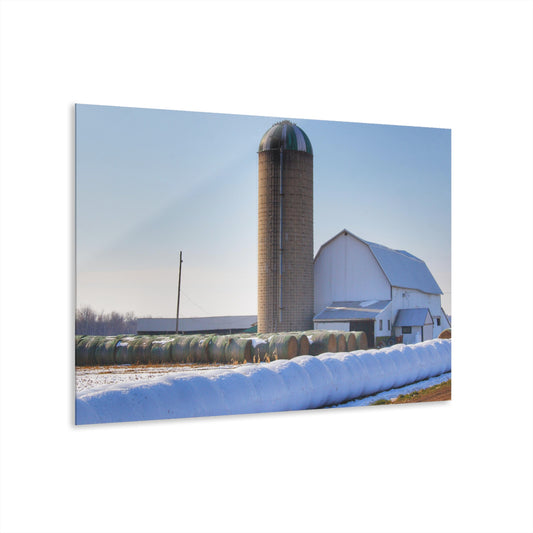 U R There Photography Bowers Road White in Winter Rustic Farmhouse Acrylic Wall Print