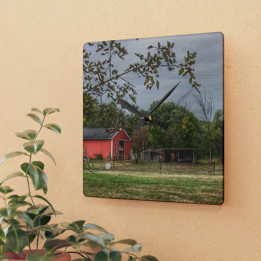 U R There Photography Petz Road Farm Rustic Farmhouse Acrylic Analog Wall Clock