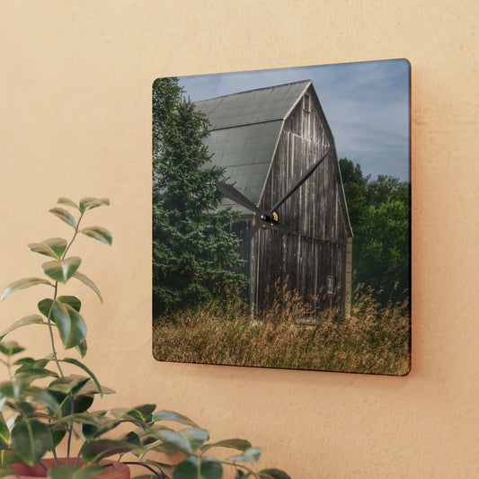 U R There Photography Seymour Lake Road Hidden Grey Rustic Farmhouse Acrylic Analog Wall Clock