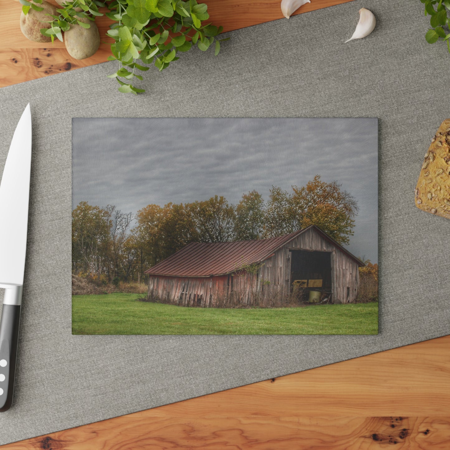 U R There Photography Stewart Road Little Grey Rustic Farmhouse Tempered-Glass Cutting Board