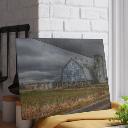 U R There Photography Daley Road Grey IV Rustic Farmhouse Tempered-Glass Cutting Board
