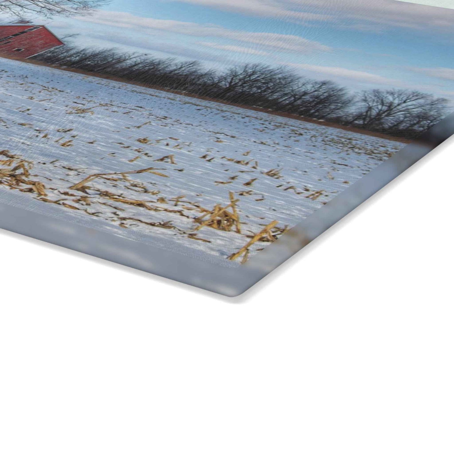 Rustic Farmhouse Cutting Board| Across Barnes Roads Frozen Corn Field
