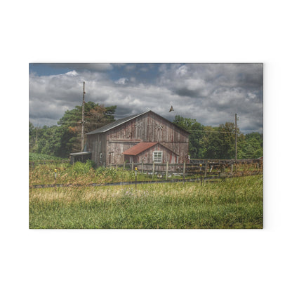 U R There Photography Millington Road Grey Horse Barn Rustic Farmhouse Tempered-Glass Cutting Board